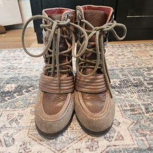 Luxury Rebel Brown and Tan Lace-Up Boots